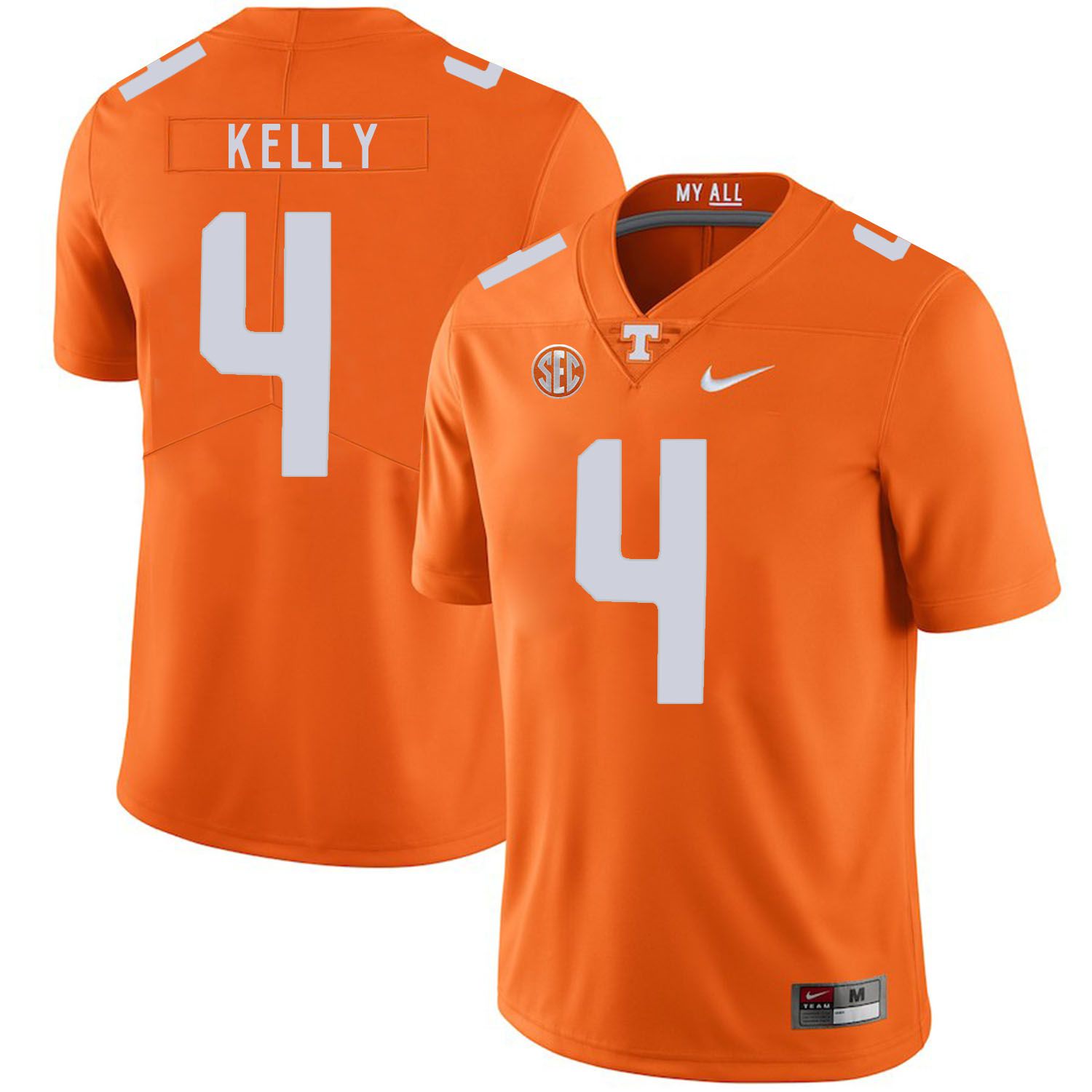 Men Tennessee Volunteers #4 Kelly Orange Customized NCAA Jerseys